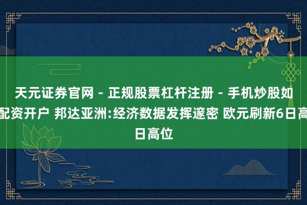 天元证券官网 - 正规股票杠杆注册 - 手机炒股如何配资开户 邦达亚洲:经济数据发挥邃密 欧元刷新6日高位